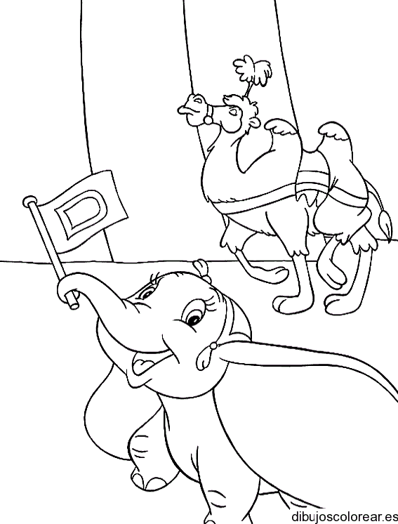 Dibujo de Dumbo y un camello para colorear