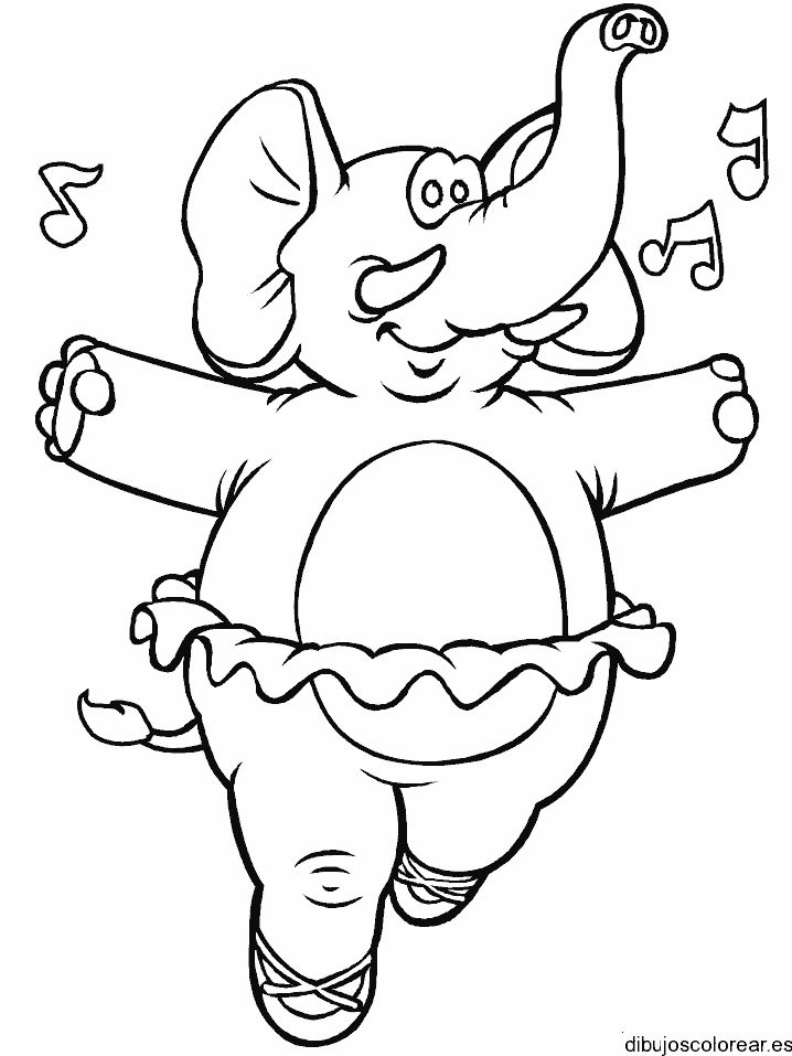 Dibujo de elefante bailarín para colorear