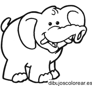 Dibujo de elefantito sonriendo para colorear