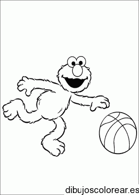 Dibujo de Elmo con un balón para colorear