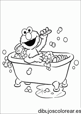 Dibujo de Elmo en la tina para colorear
