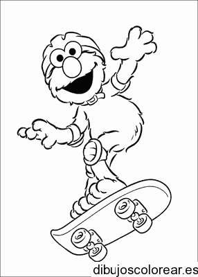 Dibujo de Elmo en un monopatín para colorear