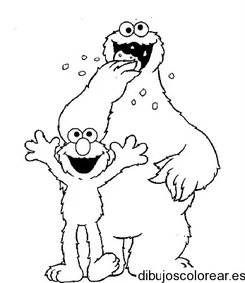 Dibujo de Elmo y comegalletas para colorear