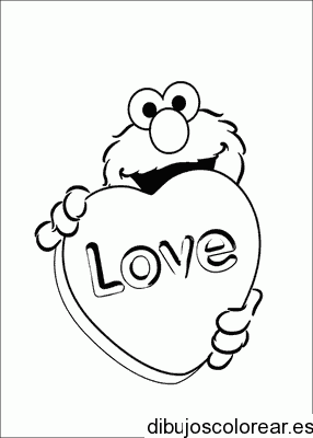Dibujo de Elmo y un corazón para colorear