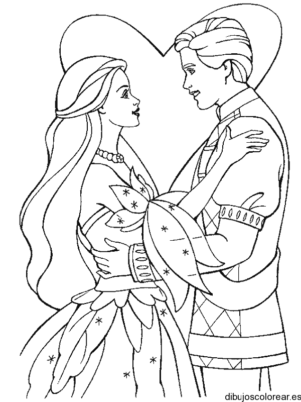 Dibujo de enamorados en un corazón para colorear