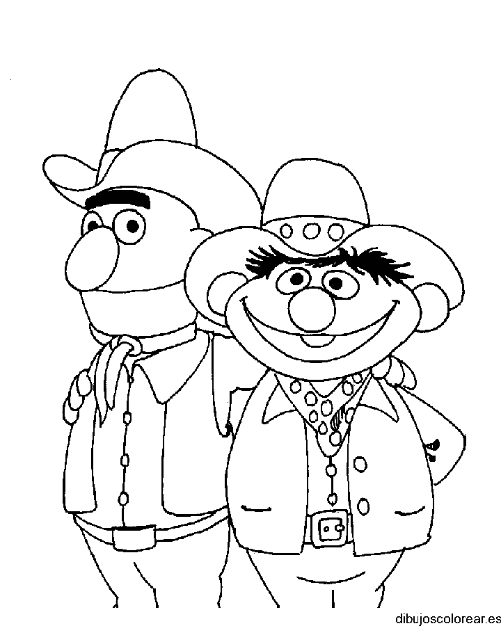 Dibujo de Enrique y Beto vaqueros para colorear