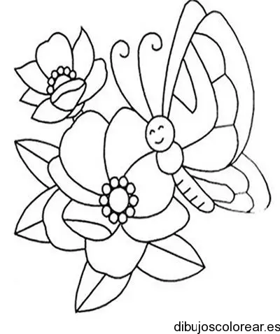 Dibujo de flores y mariposas para colorear