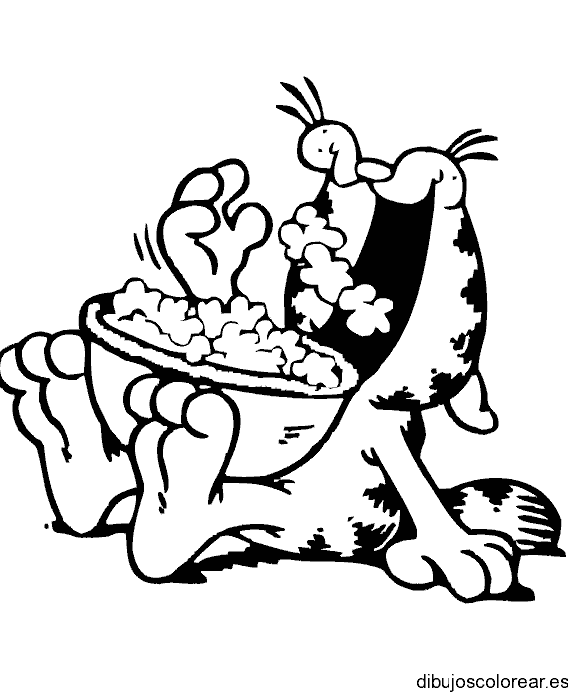 Dibujo de Garfield comiendo para colorear