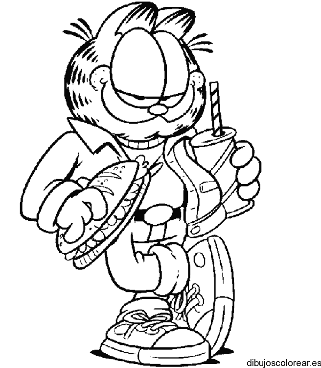 Dibujo de Garfield con zapatillas para colorear