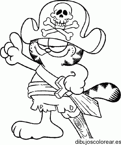Dibujo de Garfield de pirata para colorear