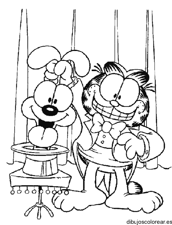 Dibujo de Garfield haciendo magia para colorear