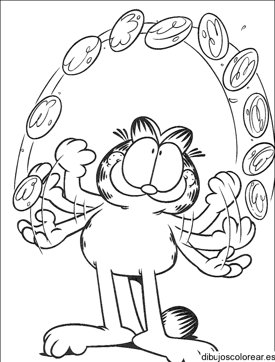 Dibujo de Garfield haciendo malabares para colorear
