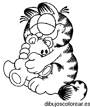 Dibujo de Garfield y su osito para colorear