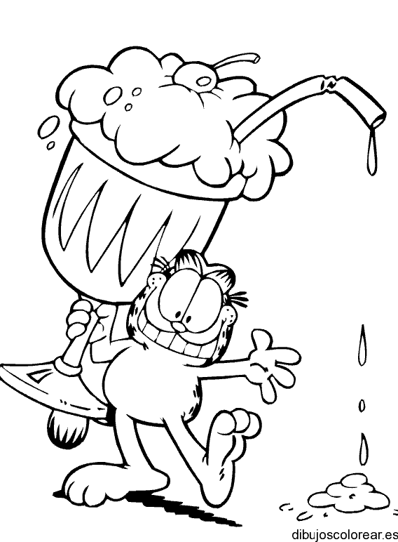 Dibujo de Garfield y un helado para colorear