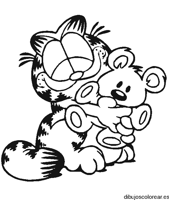 Dibujo de Garfield y un osito para colorear