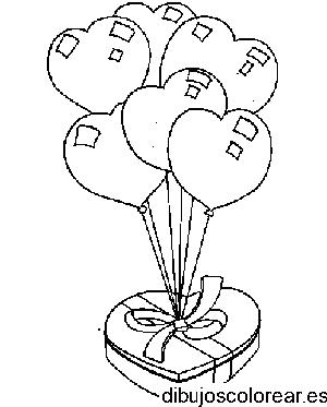 Dibujo de globos y corazón para colorear