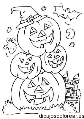 Dibujo de Halloween calabazas para colorear