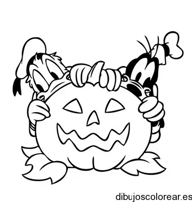 Dibujo de Halloween Donald y Tribilín para colorear
