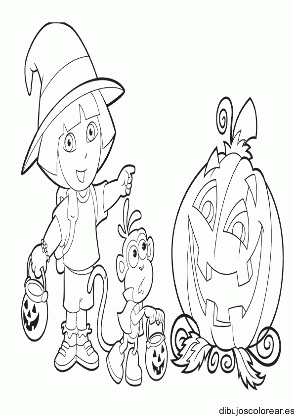 Dibujo de Halloween Dora La Exploradora para colorear
