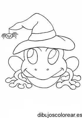 Dibujo de Halloween un sapo con sombrero para colorear