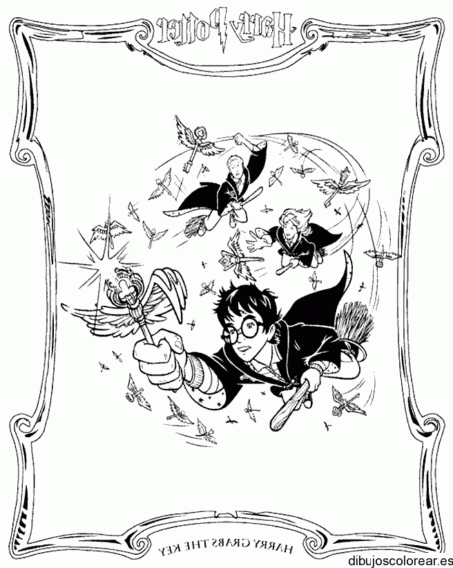 Dibujo de Harry Potter volando para colorear