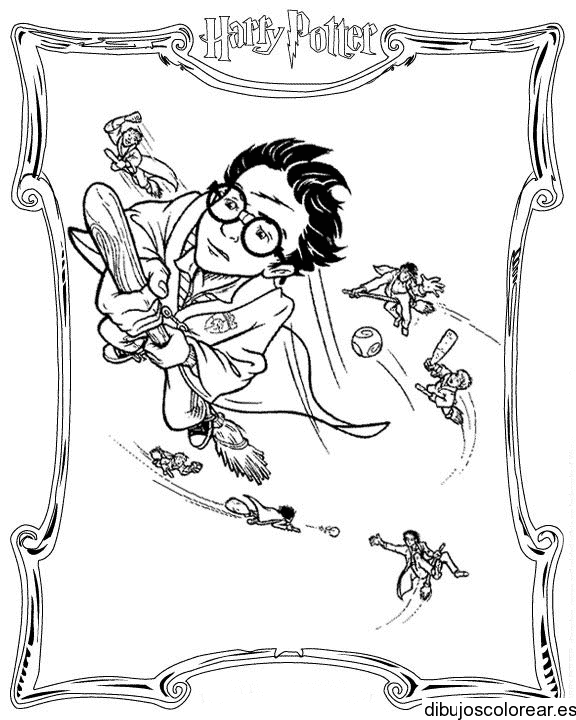 Dibujo de Harry Potter volando para colorear