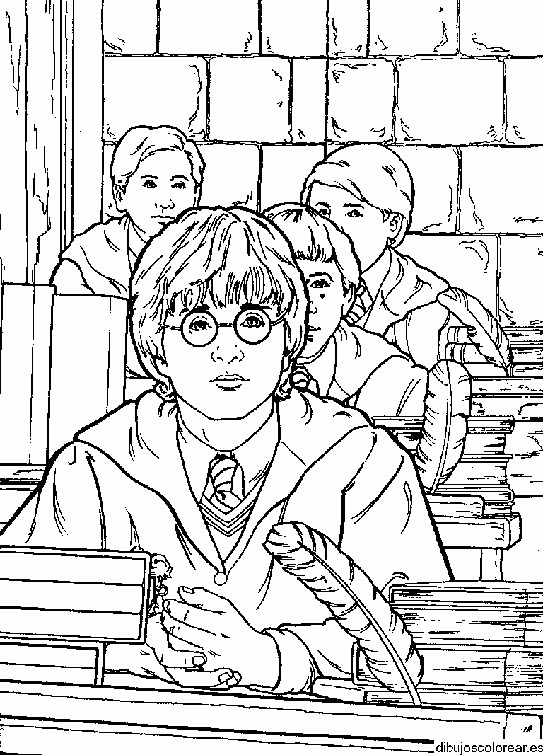 Dibujo de Harry Potter y sus amigos para colorear