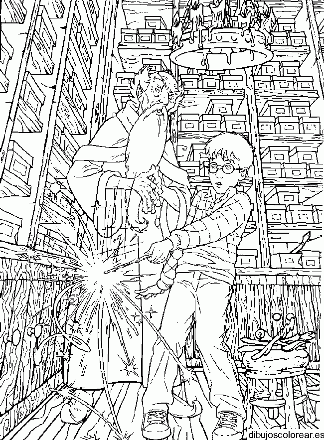 Dibujo de Harry Potter y un mago para colorear