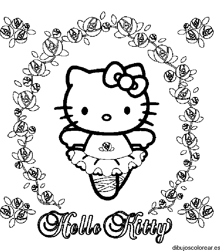 Dibujo de Hello Kitty balletista para colorear