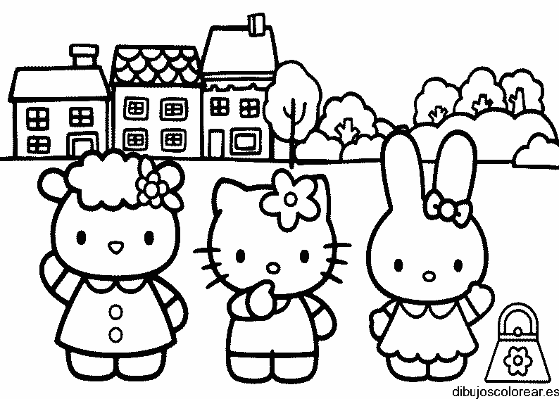 Dibujo de Hello Kitty en la escuela para colorear