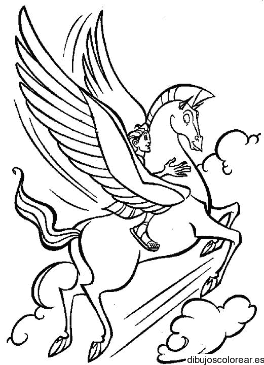 Dibujo de Hercúles con Pegaso volando para colorear