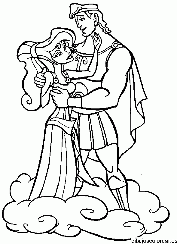 Dibujo de Hercúles en las nubes para colorear