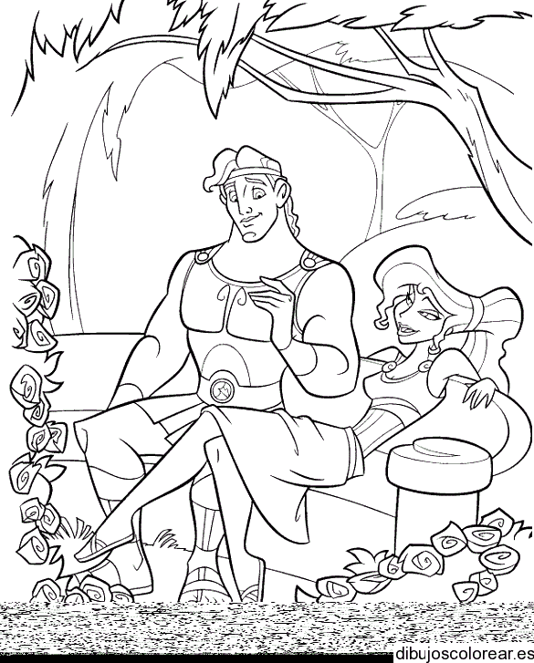 Dibujo de Hércules y Meg para colorear