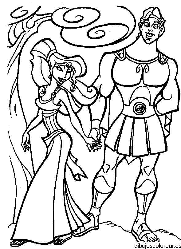 Dibujo de Hércules y Megara Meg para colorear