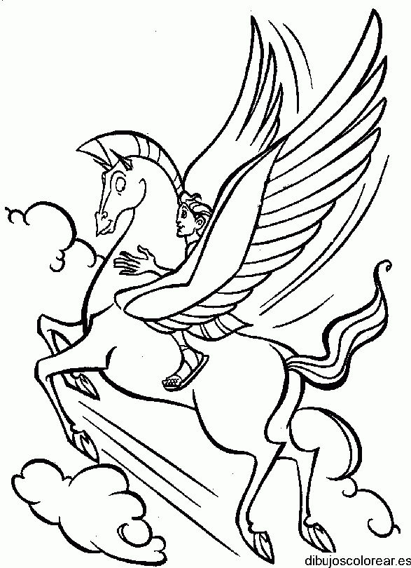 Dibujo de Hercúles y Pegaso para colorear