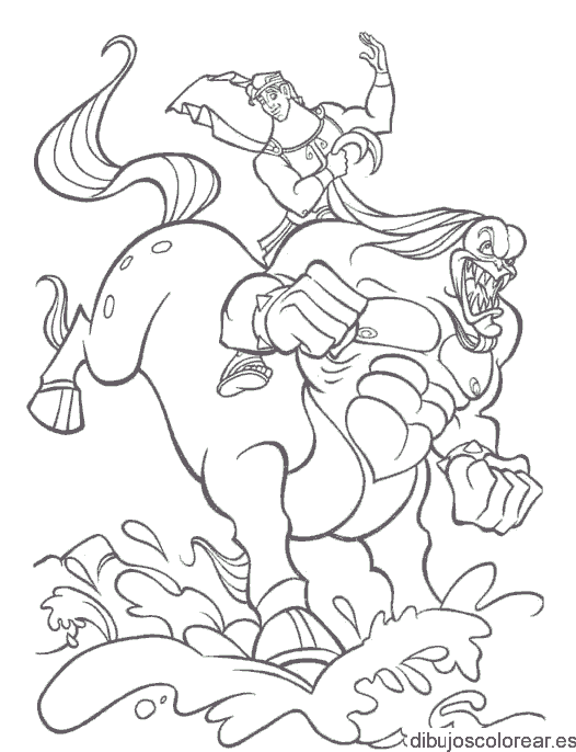 Dibujo de Hercúles y su caballo Pegaso para colorear