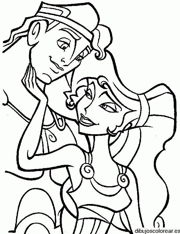 Dibujo de Hercúles y su novia para colorear
