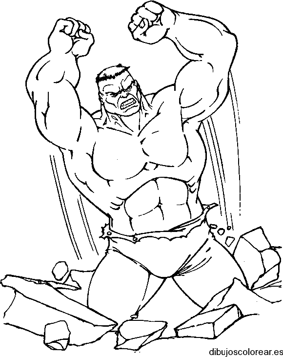 Dibujo de Hulk entre rocas para colorear