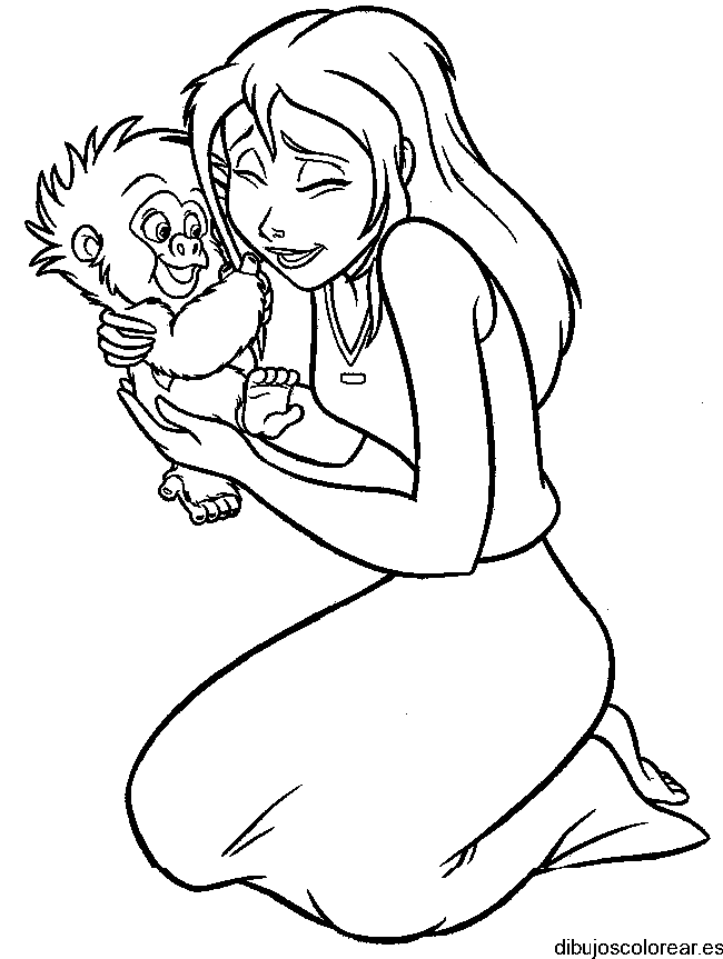 Dibujo de Jane y el mono para colorear