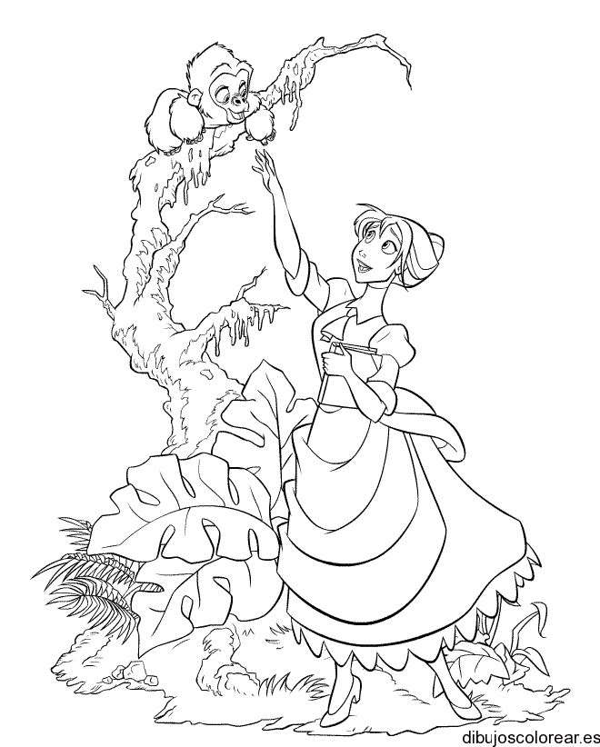 Dibujo de Jane y un mono para colorear