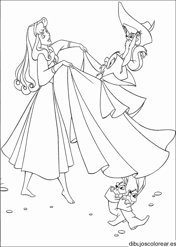 Dibujo de la bella durmiente descalza para colorear