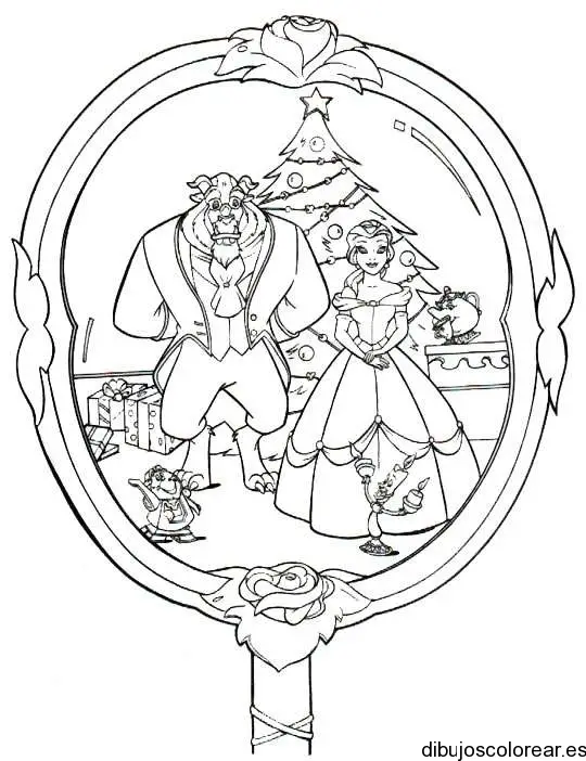 Dibujo de La Bella y la Bestia para colorear