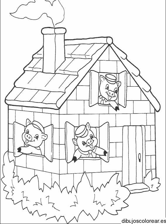 Dibujo de la casa de los tres cerditos para colorear