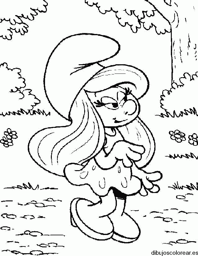 Dibujo de la dulce Pitufina para colorear