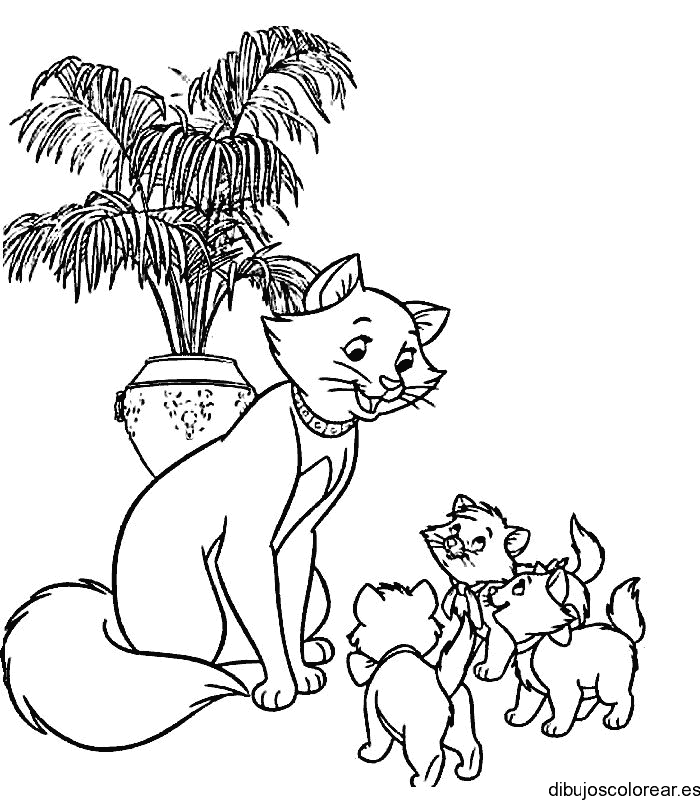 Dibujo de la familia de Aristogatos para colorear