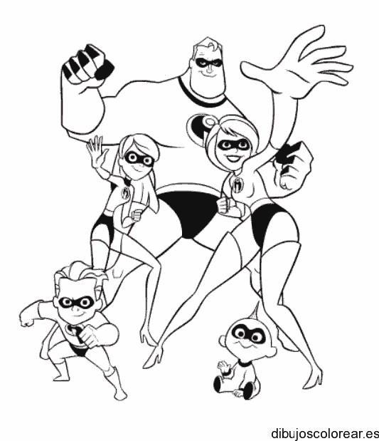 Dibujo de la familia de Increíbles para colorear