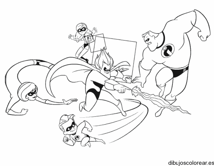 Dibujo de la familia de Los Increibles para colorear