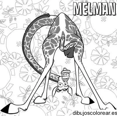 Dibujo de la jirafa Melman de Madagascar para colorear