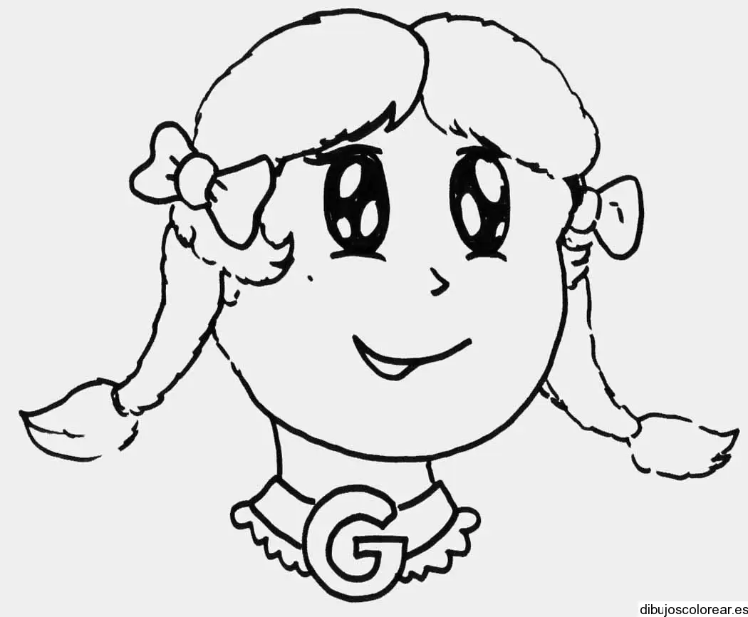 Dibujo de la letra G con una niña para colorear