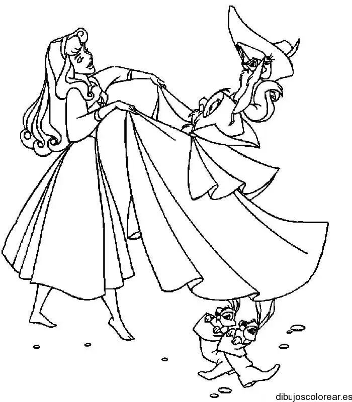 Dibujo de la princesa Aurora bailando para colorear